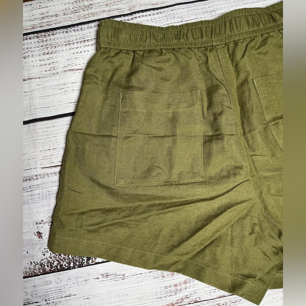 NWOT LOFT Linen blend Army Green drawstring shorts. Size XS. - Picture 5 of 9